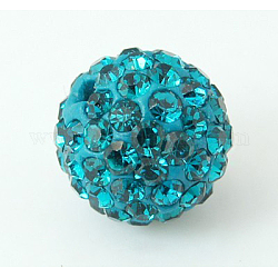 Pave bolas de discoteca, Abalorios de Diamante de imitación de arcilla polímero, Grado A, redondo, circón azul, pp12 (1.8~1.9 mm), 8mm, agujero: 1 mm