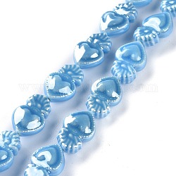 Perline di porcellana fatte a mano lisce, forma di polpo, cielo blu profondo, 15.7x10.3x6.2mm, Foro: 1.2 mm, circa 24pcs/filo, 14.57'' (37 cm)