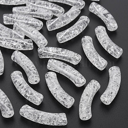 Perline di acrilico trasparente crackle, tubo ricurvo, bianco, 32x8x10mm, Foro: 1.6 mm, circa 330pcs/500g