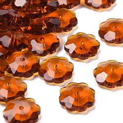 Fleurs de perles de verre transparent, perles marguerite, facette, verge d'or noir, 9.5~10x4mm, Trou: 1mm