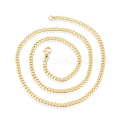 Herren-201 Edelstahl-kubanische Halskette, golden, 17.72 Zoll (45 cm), breit: 3 mm