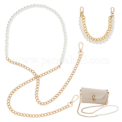 WADORN 2Pcs 2 Style Resin Imitation Pearl Crossbody Purse Straps, with Metal Swivel Clasp, Golden, 30.9~122cm, 1pc/style
