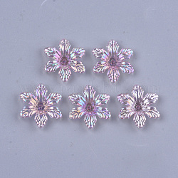 Transparent Acrylic Bead Caps, AB Color, 6-Petal, Flower, Violet, 5x28x25mm, Hole: 1.8mm, about 630pcs/500g