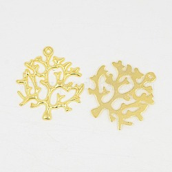 Tibetan Style Alloy Pendants, Lead Free and Cadmium Free, Tree of Life, Golden, 45x40x2mm, Hole: 2mm