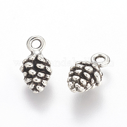 Antique Silver Tibetan Style Pine Cone Pendants, Cadmium Free & Lead Free, 13mm long, 7mm wide, 5.5mm thick, hole: 2mm
