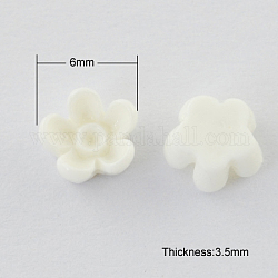 Resin Cabochons, Flower, White, 6x3.5mm