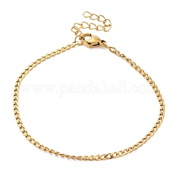 Ion Plating(IP) 304 Stainless Steel Bracelet, Curb Chains, Golden, 17x0.2cm