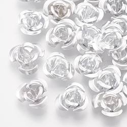 Aluminium-Perlen, 3-Blütenblatt Blüte, Rauch weiss, 7x4 mm, Bohrung: 0.8 mm, ca. 950 Stk. / Beutel