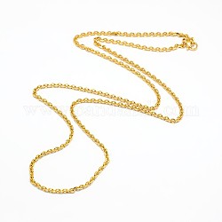 Fabrication de collier de chaîne de câble en acier inoxydable à la mode 304, avec fermoir pince de homard, facette, or, 23 pouce ~ 24 pouces (58.4~61 cm) x 3 mm