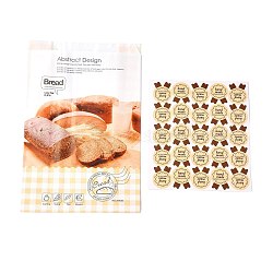 Rechteck mit Brotmuster Papierbacktüten, kein Griff & ölbeständige Beutel, mit Aufkleber, für Geschenk- & Lebensmittelverpackungen, Sandy Brown, 32x21x0.05 cm