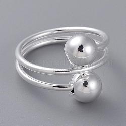 Классические латунные кольца-манжеты, открытые кольца для женщин, серебристый цвет, размер США 8 (18.1 мм)