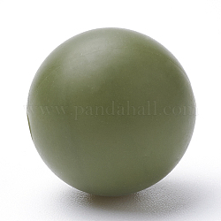 Perle di silicone ecologiche per uso alimentare, tondo, verde oliva scuro, 8~10mm, Foro: 1~2 mm