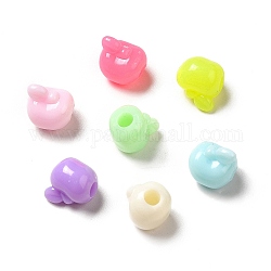 Perline acriliche opache color macaron, mela, colore misto, 9x9x8mm, Foro: 3 mm, circa 2000pcs/500g