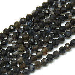 Chapelets de perles d'obsidienne de glace naturelle, facette, ronde, 2~2.5mm, Trou: 0.3mm, Environ 182 pcs/chapelet, 15.3 pouce