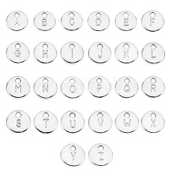 Подвески из сплава 26шт, плоские круглые с письмом ~ г, серебряные, 10 мм