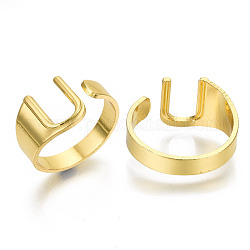 Alloy Cuff Finger Rings, Cadmium Free & Nickel Free & Lead Free, Alphabet, Golden, Letter.U, US Size 8(18.1mm)