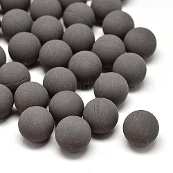 Brass Chime Ball Beads Fit Cage Pendants, Matte, No Hole, Spray Painted, Gray, 12mm
