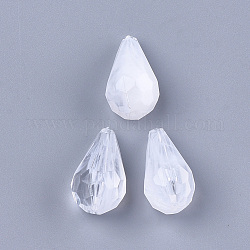 Acryl-Perlen, Nachahmung Edelstein, facettiert, Träne, klares Weiß, 22x12x11.5 mm, Bohrung: 1.2 mm, ca. 355 Stk. / 500 g
