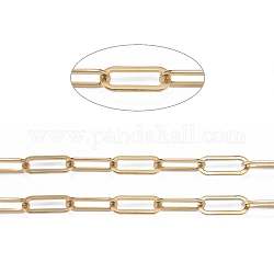 304 Stainless Steel Paperclip Chains, Drawn Elongated Cable Chains, Unwelded, with Spool, Golden, 16x6.5x1mm, about 32.8 Feet(10m)/roll