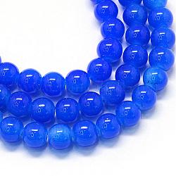 Hornear pintado imitación jade vidrio redondo bolas de cuentas, azul real, 12~12.5mm, agujero: 1.5 mm, aproximamente 70 pcs / cadena, 31.8 pulgada