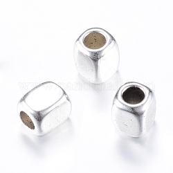 Tibetan Style Alloy Spacer Beads, Cuboid, Cadmium Free & Lead Free, Antique Silver, 5x5x6.5mm, Hole: 3mm