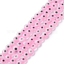 A mano a lume malocchio piatte fili di perle rotonde, roso, 6x3mm, Foro: 1 mm, circa 65pcs/filo, 14 pollice