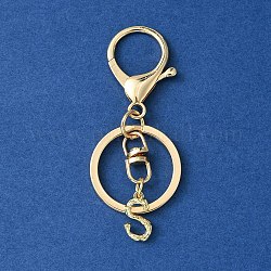 Porte-clés à breloques en alliage avec lettre initiale, avec fermoir en alliage, or, lettre s, 8.5 cm