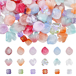 Superfindings 108 pièces 18 pendentifs en verre galvanoplastie de style, breloques de fleurs, couleur mixte, 11.5~20x11.5~18x4~5.5mm, Trou: 1.2mm, 6 pièces / style