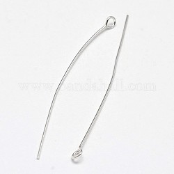 925 plata esterlina alfileres, plata, 50~52x0.6mm, cabeza: 3 mm, aproximamente 125 unidades / 20 g