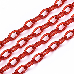 Chaînes de câble en plastique ABS transparent faites à la main, ovale, rouge, 19.29 pouce ~ 19.68 pouces (49~50 cm), lien: 13x7.5x1.5 mm