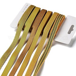 18 Yard 6 Stile Polyesterband, für DIY Handarbeit, Haarschleifen und Geschenkdekoration, gelbe Farbpalette, dunkelgolden, 3/8~1/2 Zoll (10~12 mm), ca. 3 Meter/Stil