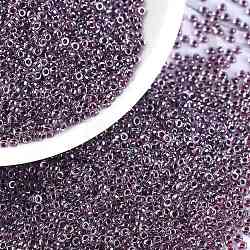 Cuentas de rocailles redondas miyuki, Abalorios de la semilla japonés, 15/0, (rr3208) cristal forrado de arándano púrpura mágico, 1.5mm, agujero: 0.7 mm, aproximamente 27777 unidades / 50 g