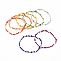 Stretch-Armbänder, mit Glassamen & Miyuki-Rocailles-Perlen, Mischfarbe, Innendurchmesser: 2-1/8 Zoll (5.4 cm), 7 Stück / Set