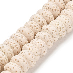 Brins de perles teintes en pierre de lave naturelle, rondelle, blanc, 8x4.5mm, Trou: 1.6mm, Environ 43 pcs/chapelet, 7.87 pouce (20 cm)