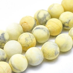 Hebras de perlas naturales Howlite, esmerilado, teñido, redondo, amarillo, 8mm, agujero: 1 mm, aproximadamente 15.35 pulgada ~ 15.74 pulgadas (39~40 cm) de largo, 47~49 pcs / Hilo