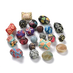 Handmade Polymer Clay Beads, Mixed Color, 9~26x9~25x9~22mm, Hole: 1.4~3.6mm