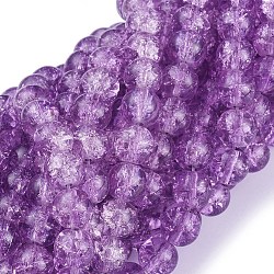 Plum Crackle Glass Round Beads Strands, 8mm, Hole: 1.3~1.6mm, 31.4 inch