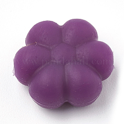 Food Grade Eco-Friendly Silicone Beads, Chewing Beads For Teethers, DIY Nursing Necklaces Making, Flowerr, Purple, 14x13x6mm, Hole: 2mm
