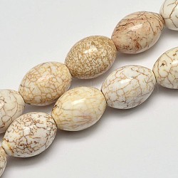 Fili di perline di magnesite naturale ovale, bianco crema, 17x12mm, Foro: 1 mm, circa 24pcs/filo, 15.4 pollice