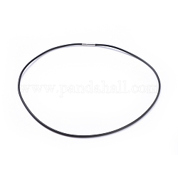 Резиновый шнур для ожерелья с латунной фурнитурой, чёрные, диаметром около 2 мм , 17 дюйм в длину