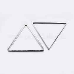 Anillos de enlace de latón, chapado, triángulo, Platino, 23.5x27x0.8mm, diámetro interior: 22x24 mm