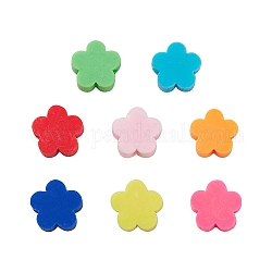 80 Stück 8 Farben handgefertigte Polymer Clay Perlen, Blume, Mischfarbe, 9.5~10x10x3.5~4.5 mm, Bohrung: 1.6 mm