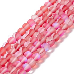 Synthetic Moonstone Beads Strands, Frosted, Round, Red, 6mm, Hole: 1mm, about 60~64pcs/strand, 14.76''~15.55''(37.5~39.5cm)