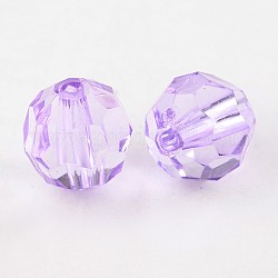 Perles en acrylique transparente, ronde à facettes, support violet, environ 12 mm de diamètre, Trou: 2mm, environ 568 pcs/500 g