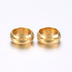 304 Stainless Steel Crimp Beads Covers, Golden, 6mm In Diameter, Hole: 4.5mm