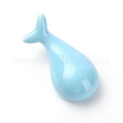 Resto de palillos de porcelana, en forma de delfín, azul claro, 72x34x21mm, agujero: 12~13 mm
