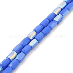 Fili di perle di vetro imitazione giada smerigliata, ab colore placcato, sfaccettato, colonna, blu royal, 6.5x4mm, Foro: 1 mm, circa 80pcs/filo, 20.39'' (51.8 cm)