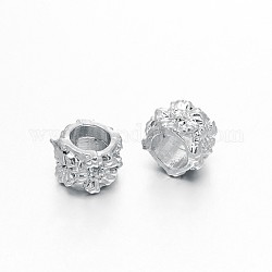 Zinc Alloy Column Large Hole Beads, Lead Free & Nickel Free, Real Platinum Plated, 10x8mm, Hole: 6mm