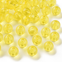 Perles en acrylique transparente, ronde, jaune, 8x7mm, Trou: 2mm, environ 1745 pcs/500 g