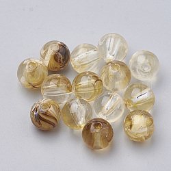 Perles en acrylique transparente, deux tons, ronde, kaki clair, 10mm, trou: 1.5 mm, environ 940 pcs / 500 g